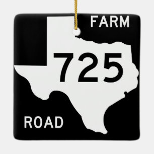 FM 725 Sign Lake McQueeney Keramisch Ornament