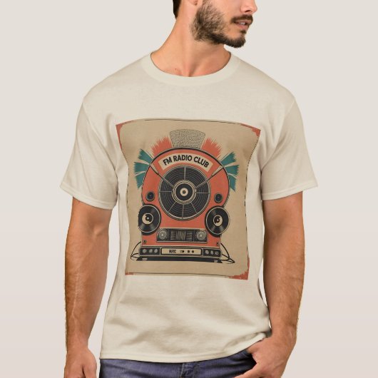FM Radio Club - Retro Radio Art T-shirt (Voorkant)