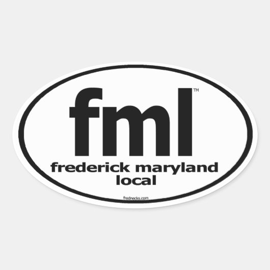 FML Frederick Maryland Lokale Decal Ovale Sticker (Voorkant)