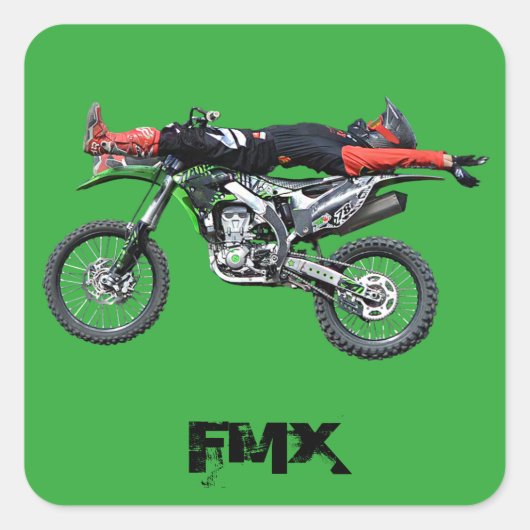 FMX - Freestyle Aerial Motocross Stunt III Vierkante Sticker (Voorkant)