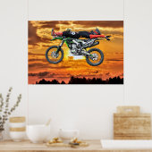 FMX Motocross Dirt-Bike Aerial Stunt and Sunset Poster (Keuken)