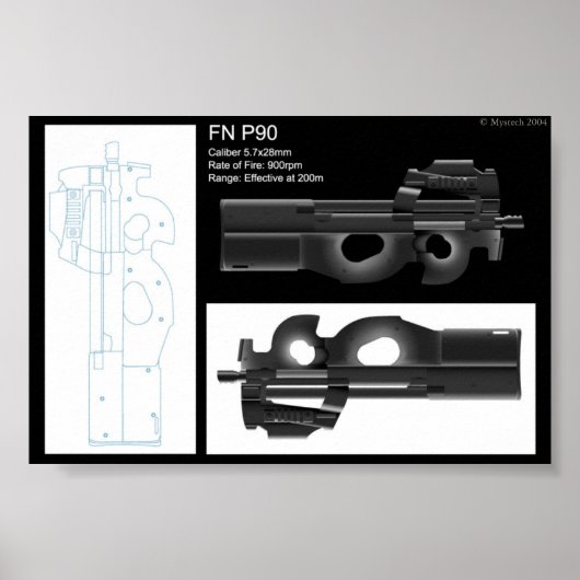 FN P90 — Stat blad Poster (Voorkant)