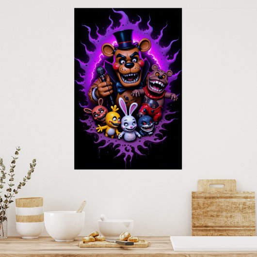 FNAF Animated Characters Gathering with Purple Poster (Keuken)