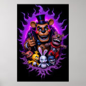 FNAF Animated Characters Gathering with Purple Poster (Voorkant)
