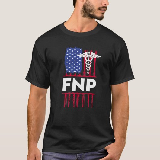 Fnp Family Nurse Practitioner Usa Flag Funny Nursi T-shirt (Voorkant)