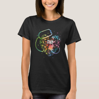 Fnp Nurse Watercol Love Heart Stethoscope Scrub Rn T-shirt
