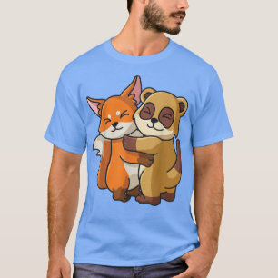 Fo en Meerkat Hugging Cute Kawaii Dierenvriend Wo T-shirt
