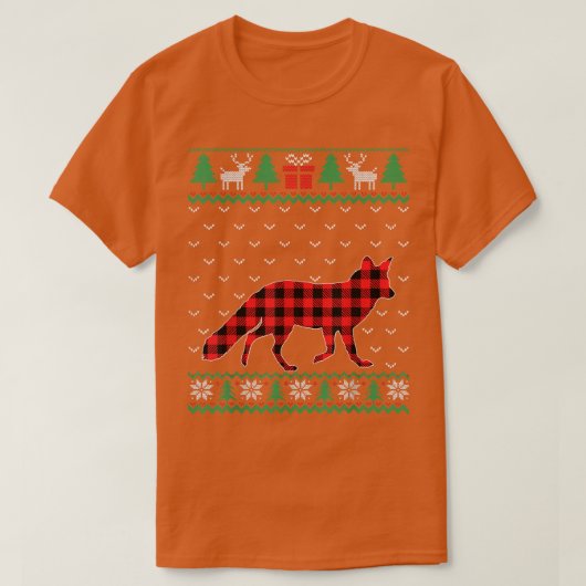 Fo Red Plaid Ugly Christmas Sweater Matching Pajam T-shirt (Design voorkant)