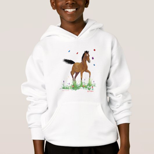 Foaal en Butterflies Equestrian Hooded Sweatshirt (Voorkant)