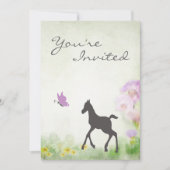 Foal and Butterfly Horse Baby shower uitnodiging (Voorkant)