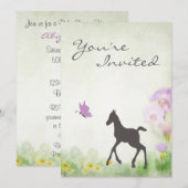 Foal and Butterfly Horse Baby shower uitnodiging (Voorkant / Achterkant)