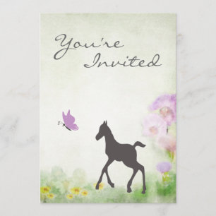 Foal and Butterfly Horse Baby shower uitnodiging
