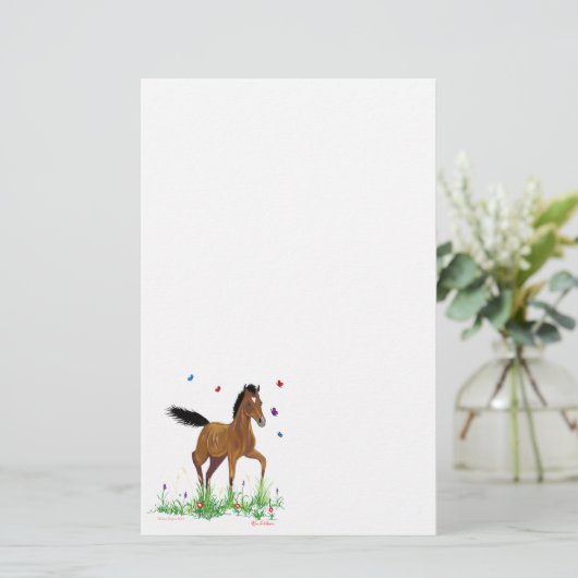 Foal en Butterflies Briefpapier (Staand voorkant)