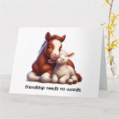 Foal & Lamb Beste vrienden delen een ontroerend mo Kaart (Gele Bloem)