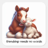 Foal & Lamb Beste vrienden delen een ontroerend mo Vierkante Sticker (Voorkant)