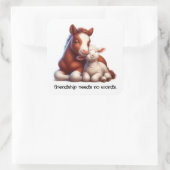 Foal & Lamb Beste vrienden delen een ontroerend mo Vierkante Sticker (Tas)