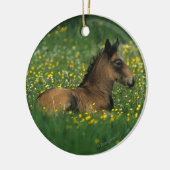 Foal Laying Down in Flowers Keramisch Ornament (Links)