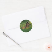 Foal Laying Down in Flowers Ronde Sticker (Envelop)
