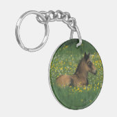 Foal Laying Down in Flowers Sleutelhanger (Voorkant Links)