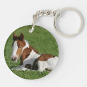 Foal Laying in Grass Sleutelhanger (Achterkant)