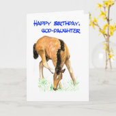 'Foal' Verjaardag Kaart voor peetdochter (Gele Bloem)