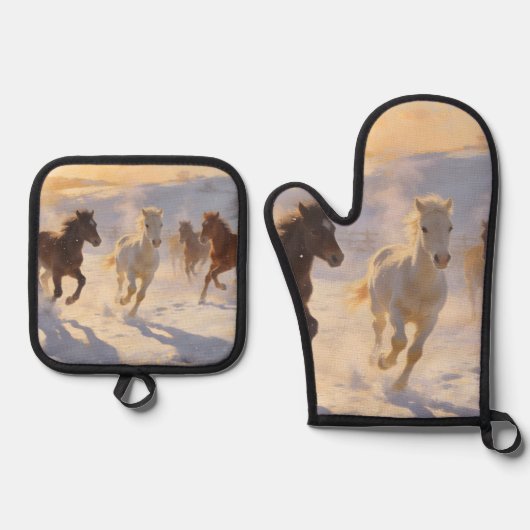 Foals at Play Ovenwant & Pannenlap Set (Voorkant)