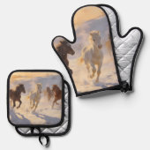 Foals at Play Ovenwant & Pannenlap Set (Voorkant / Achterkant)