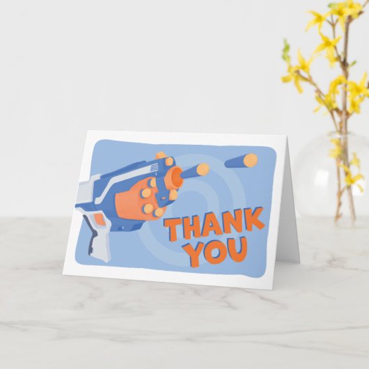 Foam dart pistool party Bedankt Kaart (Gele Bloem)