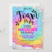 Foam Party Uitnodiging Meisje Rainbow Foam Invite (Voorkant)
