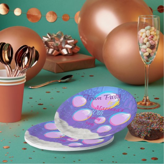 Foam Party Verjaardag Papieren Bordje (Multi)