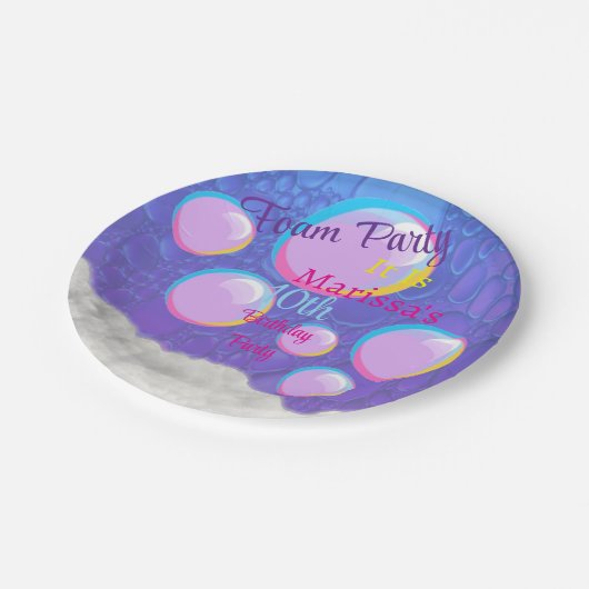 Foam Party Verjaardag Papieren Bordje (Gekanteld)