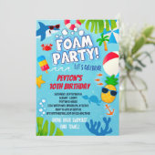 Foam Party Verjaardag uitnodiging voor jongens en (Staand voorkant)