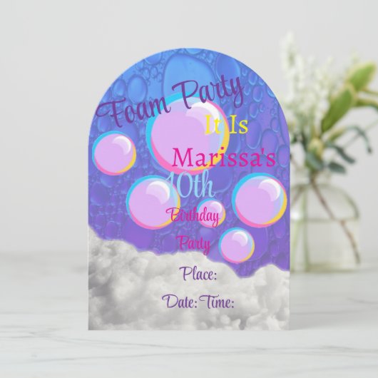 Foam Party verjaardagsuitnodigingen Kaart (Staand voorkant)