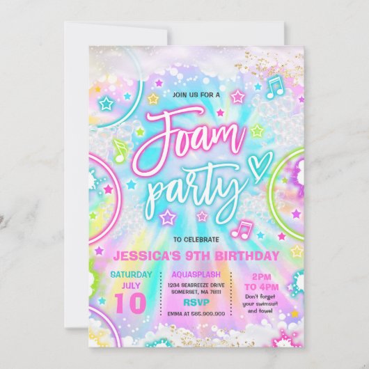 Foam Verjaardagsfeestje Zwembad Splash Pad Tie Dye Kaart (Voorkant)