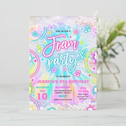 Foam Verjaardagsfeestje Zwembad Splash Pad Tie Dye Kaart (Staand voorkant)