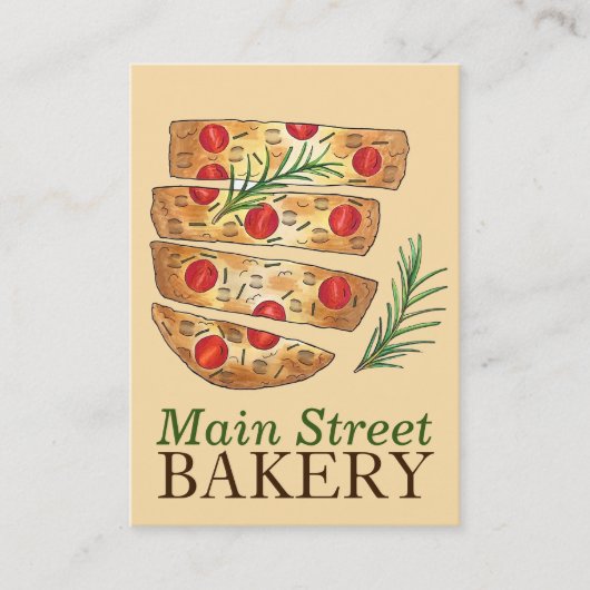 Focaccia Bread Breadmaking Italy Bakery Chef Visitekaartje (Voorkant)