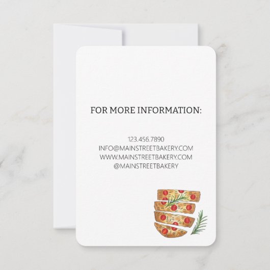 Focaccia Brood Brood bakken Bakkerij Bakworkshop Kaart (Achterkant)