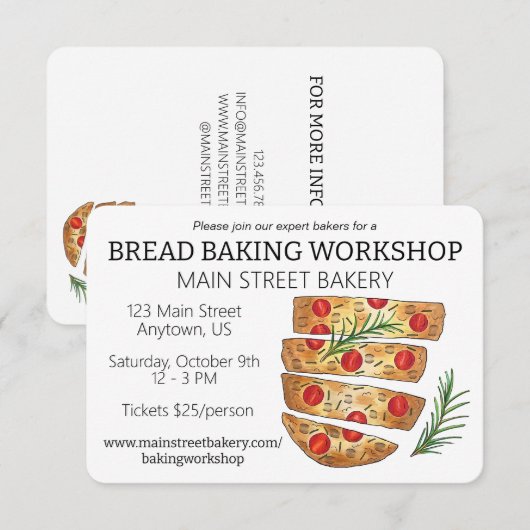 Focaccia Brood Broodmaken Bakkerij Bakworkshop Kaart (Voorkant / Achterkant)