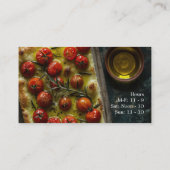 Focaccia met kerstomaatjes van bovenaf visitekaartje (Achterkant)