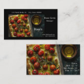 Focaccia met kerstomaatjes van bovenaf visitekaartje (Voorkant / Achterkant)