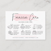 Focaccia zorginstructies Roze Waterverf brood Visitekaartje (Voorkant)