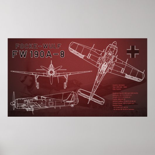 Focke-Wulf FW 190 blauwdruk Poster (Voorkant)