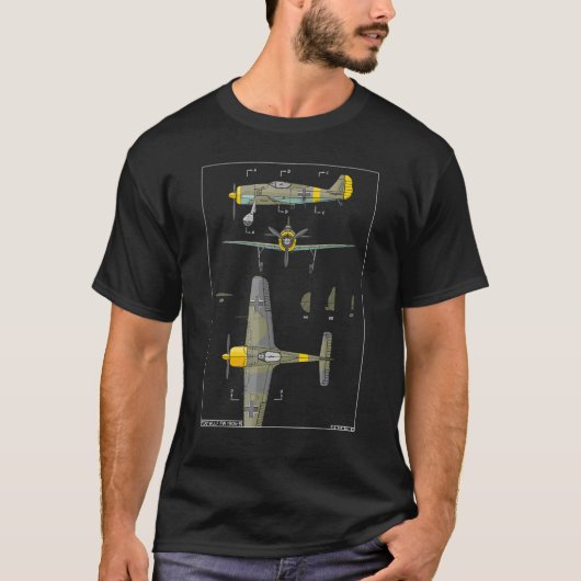Focke Wulf FW 190 Duits WW2-vliegtuigdiagram T-shirt (Voorkant)