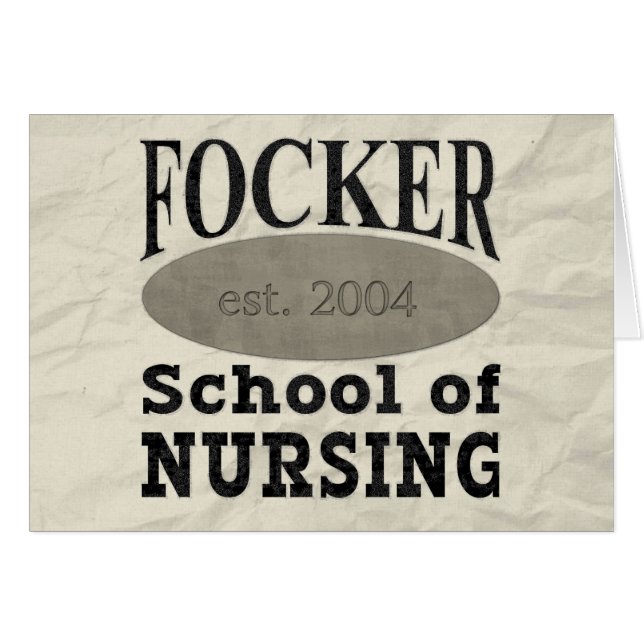 Focker School of Nursing Funny Nurse (Voorkant Horizontaal)