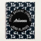 Focus, Adem, Verover ADHD| Zwart, Wit, Blad Planner (Voorkant)