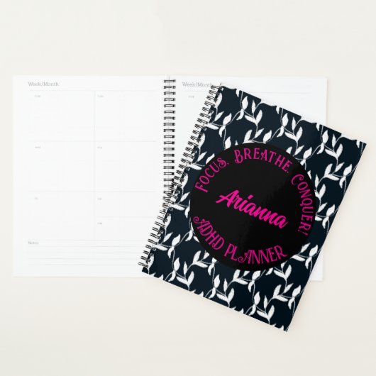 Focus, Adem, Verover ADHD| Zwart, Wit, Roze Planner (Display)