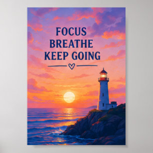 Focus Ademhalen Doorgaan Vuurtoren Zonsondergang Poster