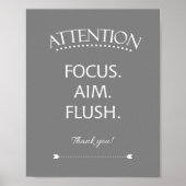 Focus Aim Flush Kinder Bathroom Sign Grey Poster (Voorkant)