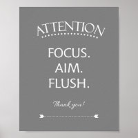 Focus Aim Flush Kinder Bathroom Sign Grey