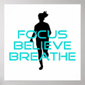 Focus Believe Breathe Aqua Poster (Voorkant)